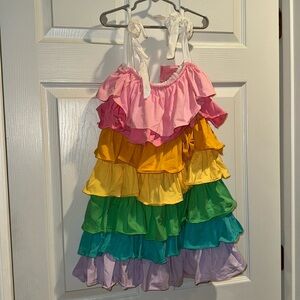 Lola and The Boys Rainbow Ruffle Dress Girls Size 10